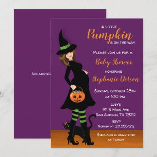 Petite Citrouille Halloween Baby shower Invitation