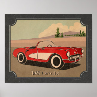 Petite corvette rouge 1957 Impression Vintage
