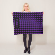 Petite couverture en polaire Cœurs Violets avec no