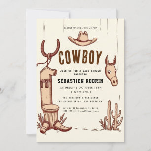 Petite Cowboy Baby shower moderne Invitation
