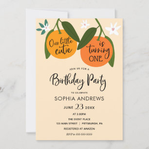 Petite Cutie Orange Invitation Anniversaire