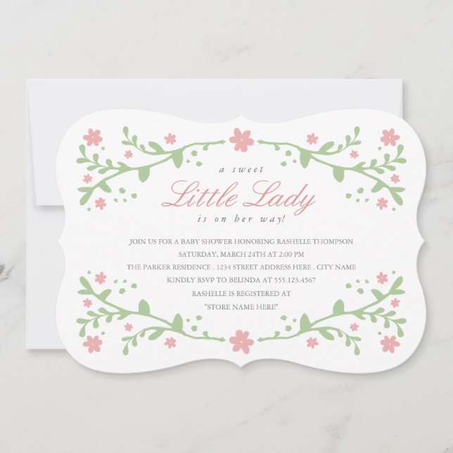 Petite Dame Baby shower douce Invitation (Devant)
