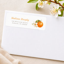 Petite Douce Orange Étiquette de Retour d'Adresse 