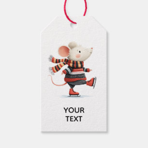 Petite étiquette cadeau Souris sur la Glace