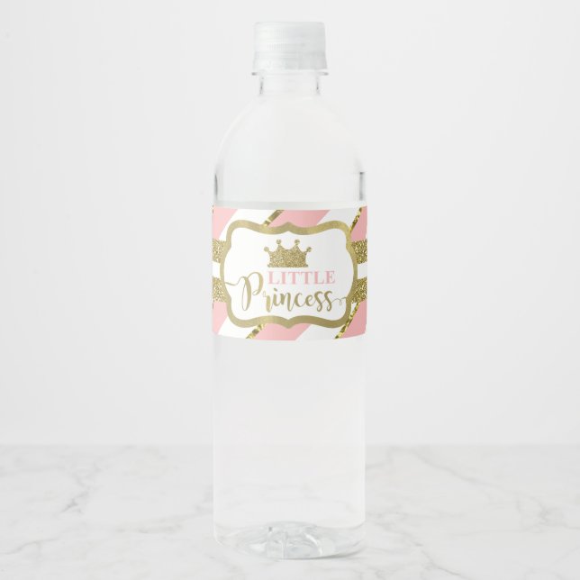 Petite Étiquette de bouteille d'eau Princess, rose (Devant)