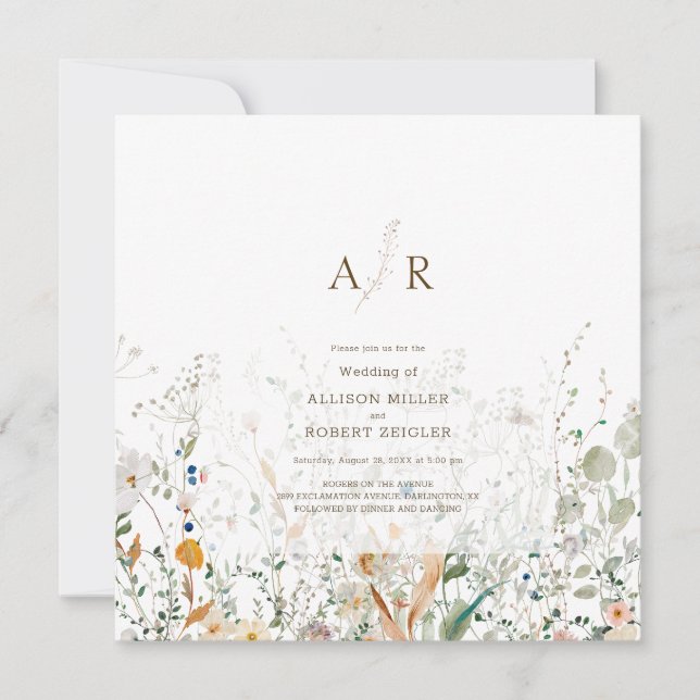 Petite Faire-part de mariage Fleur sauvage (Devant)