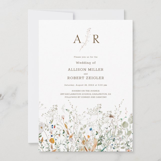 Petite Faire-part de mariage Fleur sauvage (Devant)