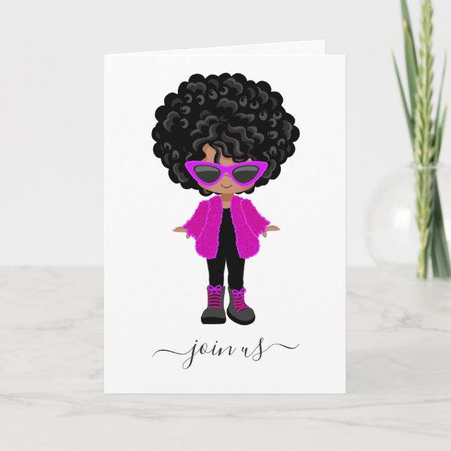 Petite Fashion Black Girl Party Invitation (Devant)
