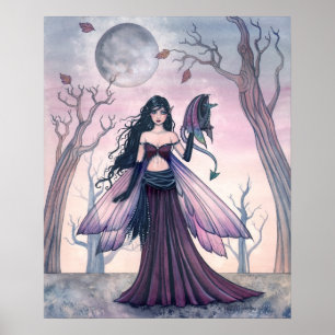 Petite Fée Bête avec Dragon Affiche 45 x 55 cm
