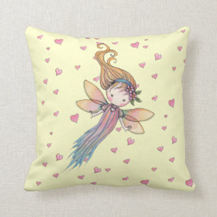 Petite fée et Coussin de coeur pour filles