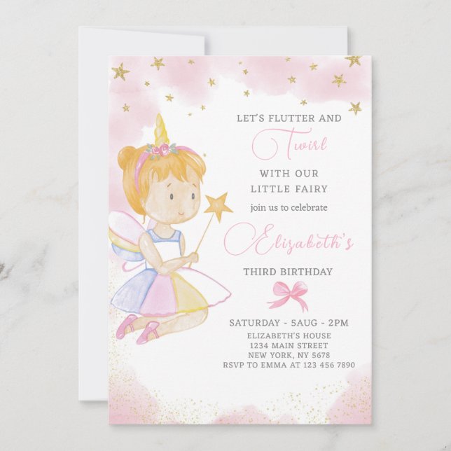 Petite Fée Invitation Anniversaire (Devant)