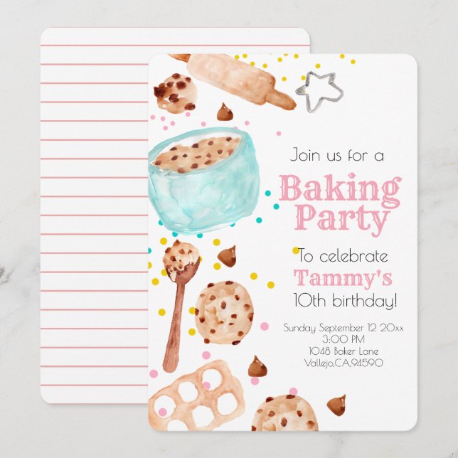 Petite fête de boulangerie invitation anniversaire (Devant / Derrière)