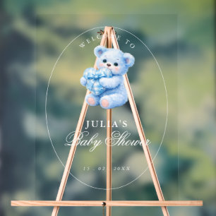 Petite Fête de Naissance Ourson en Vichy Bleu