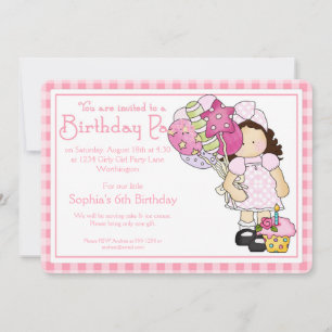 Petite fille Anniversaire Fête Invitation Pays Fil