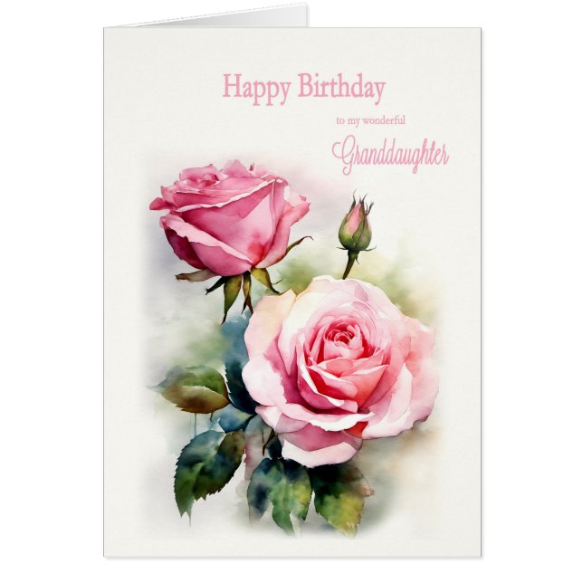 Petite-fille Anniversaire Rose Peint Aquarelle (Devant)