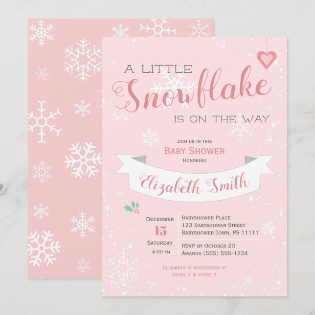 Petite fille aux flocons de neige invitation à la  (Devant / Derrière)