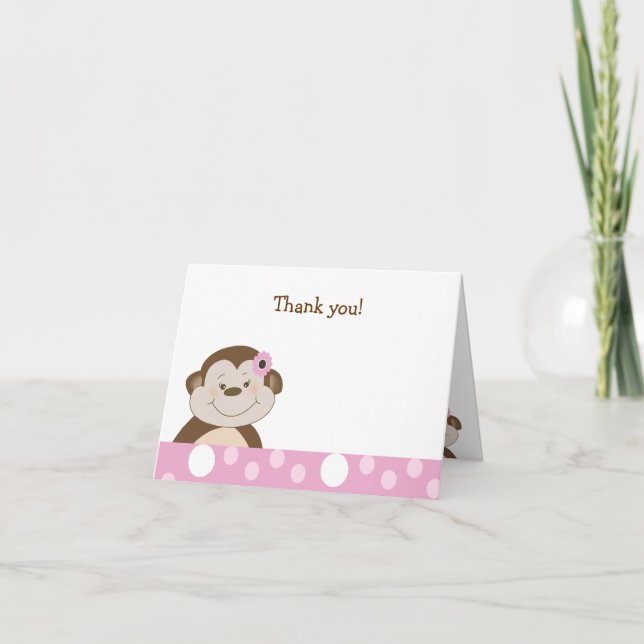 Petite fille Bambino Singe Pink Dot Merci notes (Devant)