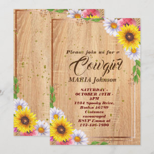Petite fille Brown Baby shower en bois Invitation