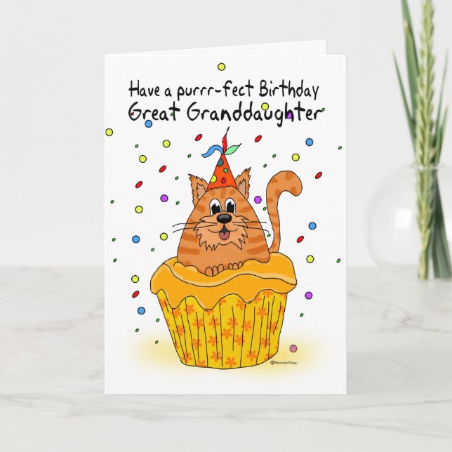 petite-fille carte d'anniversaire avec ginger cat (Devant)