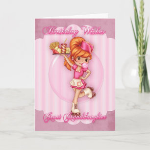 petite-fille carte d'anniversaire - jolie serveuse