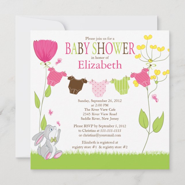 Petite fille en linge de toilette Invitations de d (Devant)