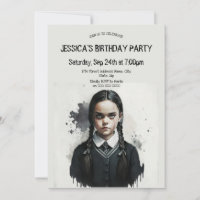 Petite fille en robe noire Invitation