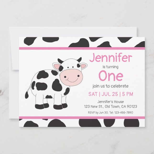 Petite fille fille fille invitation anniversaire (Devant)