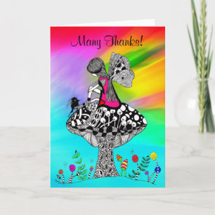 Petite fille mignonne et carte de voeux aux oiseau