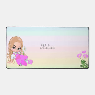 Petite fille mignonne et fleurs aux couleurs paste