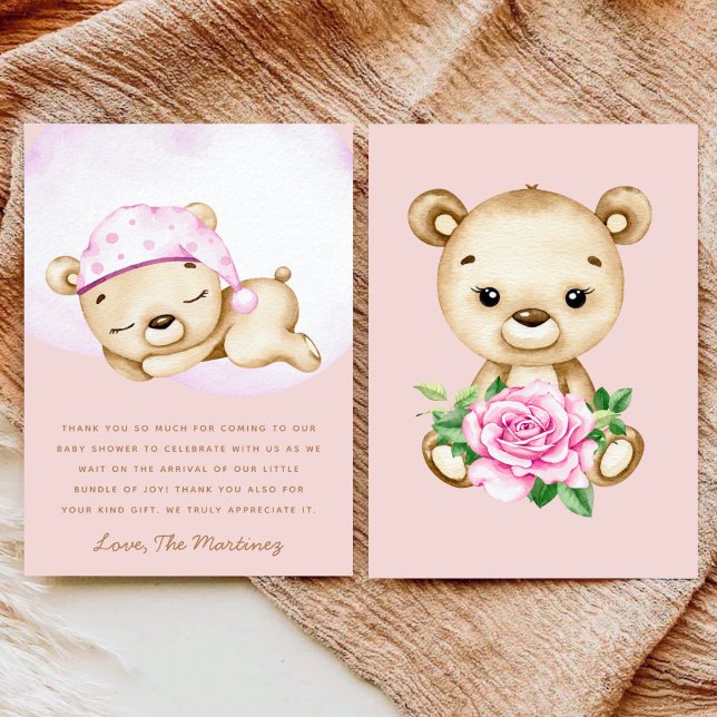 Petite fille ours carte de remerciements (Créateur téléchargé)