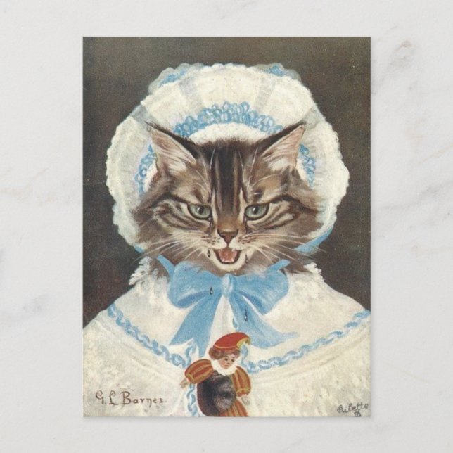 Petite fille pleurs chat postcard (Front)