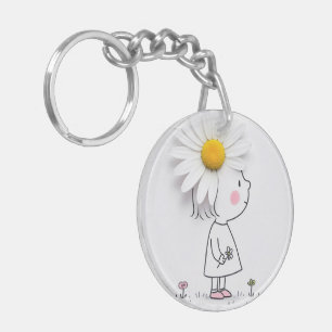 Petite fille portant une marguerite blanche sur la