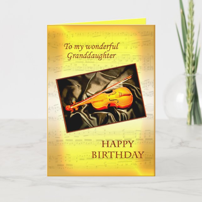 Petite-fille, une carte d'anniversaire avec un vio (Devant)