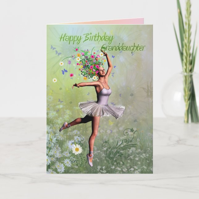Petite-fille, une carte d'anniversaire de fleur de (Devant)
