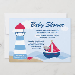 Petite fille voilier baby shower invitation