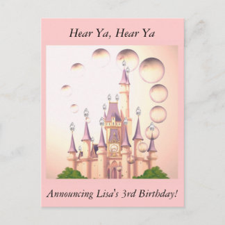 Petite fille's Princess Castle Invitations d'anniv