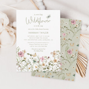 Petite Fleur sauvage Sage Baby shower Invitation