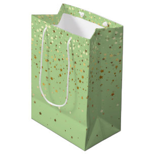 Petite Golden Stars Gift Bag in Lt. Apple Green