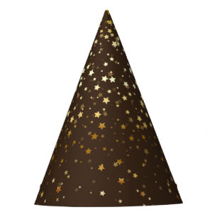 Petite Golden Stars Party Hat-Espresso Brown Hat