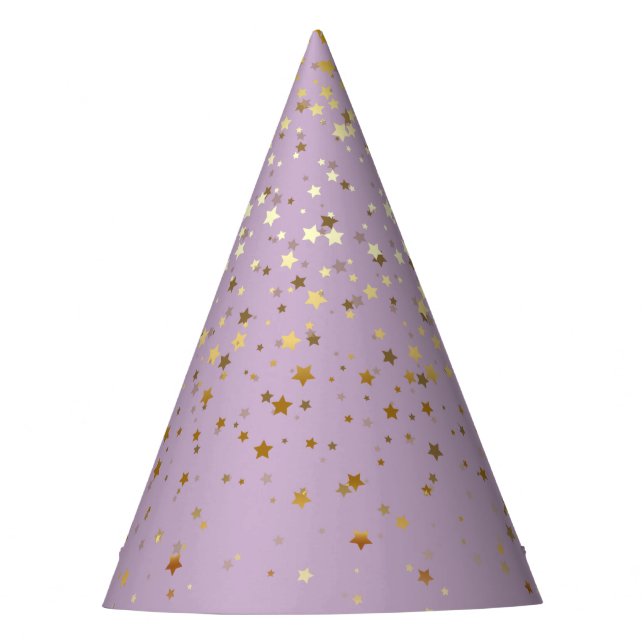 Petite Golden Stars Party Hat-Lavender Party Hat (Front)