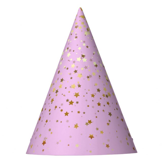 Petite Golden Stars Party Hat-Pink Party Hat (Front)