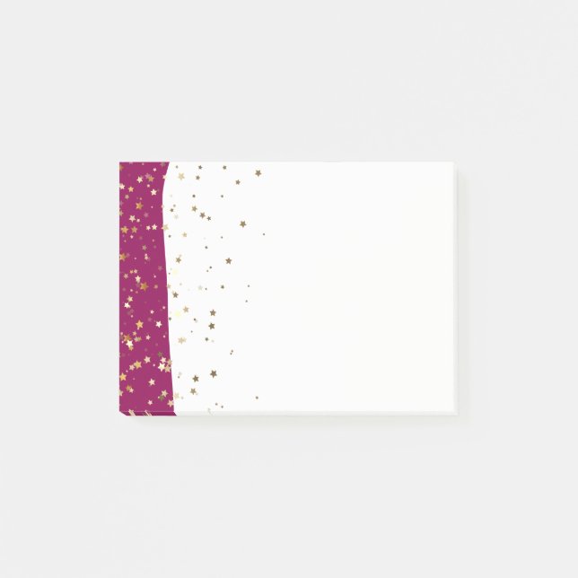 Petite Golden Stars Wave Post-it-Notes-Raspberry Post-it Notes (Front)