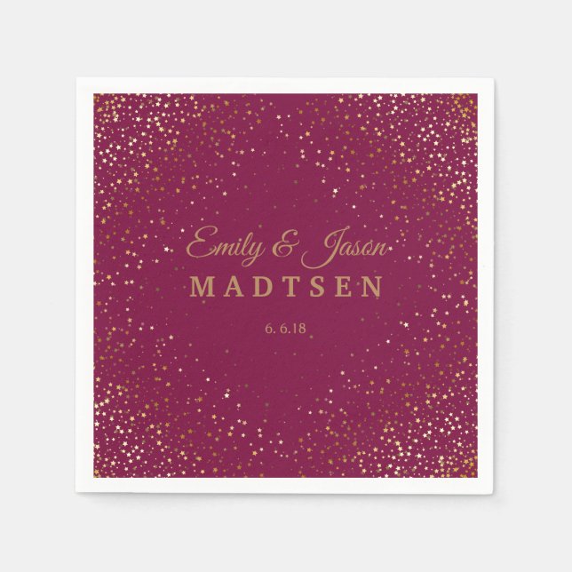 Petite Golden Stars Wedding Paper Napkins (Front)