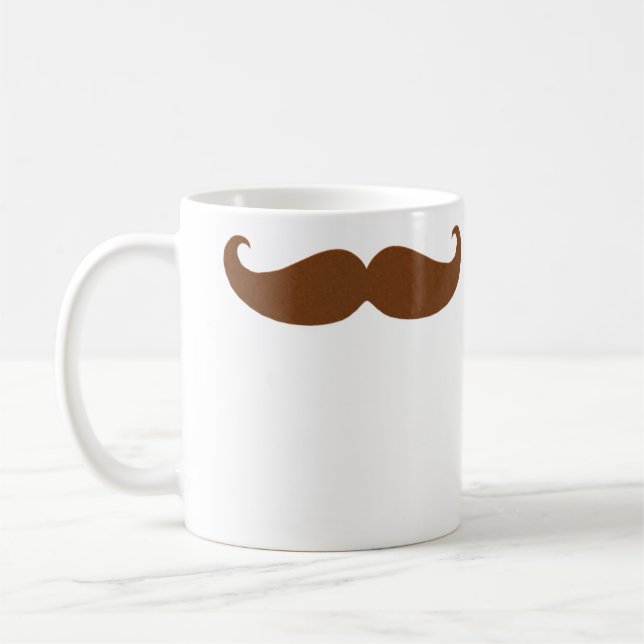Petite Handlebar Moustache in Red Coffee Mug (Left)