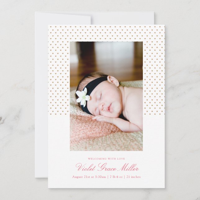 Petite Hearts Birth Announcement (Front)