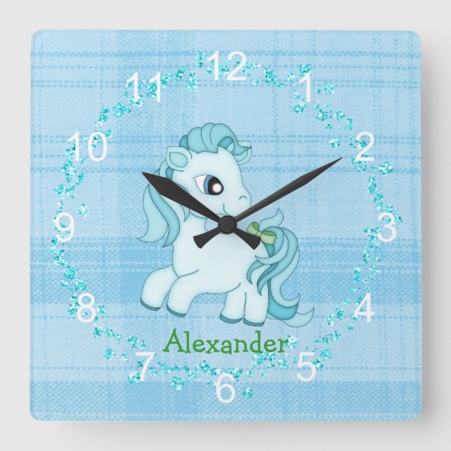 Petite horloge murale bleu Pony (Recto)