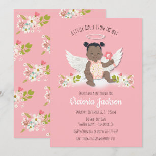 Petite invitation à la douche de bébé d'ange ethni