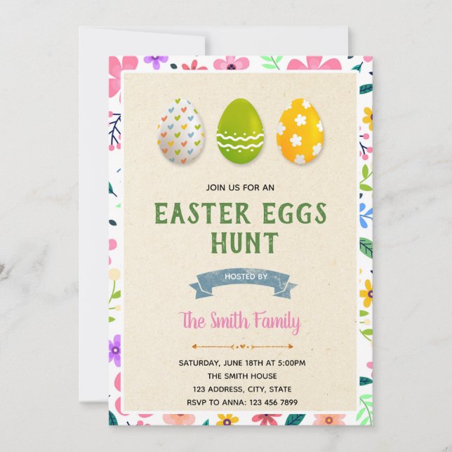 Petite invitation à la fête des oeufs de Pâques (Devant)