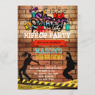 Petite invitation à thème d'anniversaire hiphop