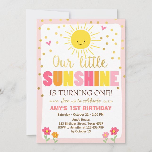 Petite invitation au soleil Anniversaire Pink Gold (Devant)
